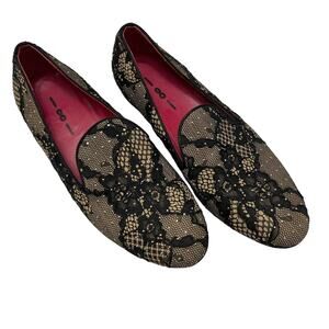 181 By Alberto Gozzi Lace Loafers Slip-On Shoes Black/Nude IT 39, US 8-8.5